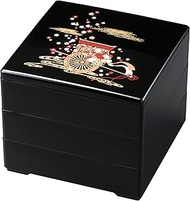 Lacquer Cutter, 6.5 inches (6.5 cm), Black, Shinflower Car (Inner Black) 3 Tiers H-161-21A