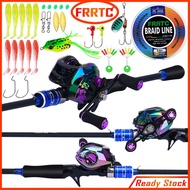 FRRTC Fishing Set Batang Pancing Set 2 Section Casting Fishing Rod and 19+1 Multicolor Metal Fishing