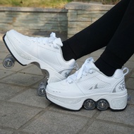 Fashion adult children's Heelys roller skates turned shoes children's double-row four-wheel skates s