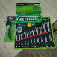 Tekiro 10Pcs 8-24mm Socket Wrench + Veloz Wrench 11Pcs 8-24mm Socket Wrench + 8Pcs Long L-Spanner