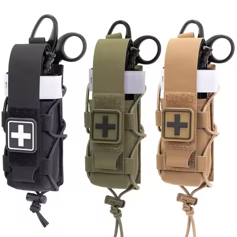 MOLLE Tourniquet Holder IFAK TQ Holder Tactical Medical Pouch Holster First Aid Kit Cross Patch/Bung