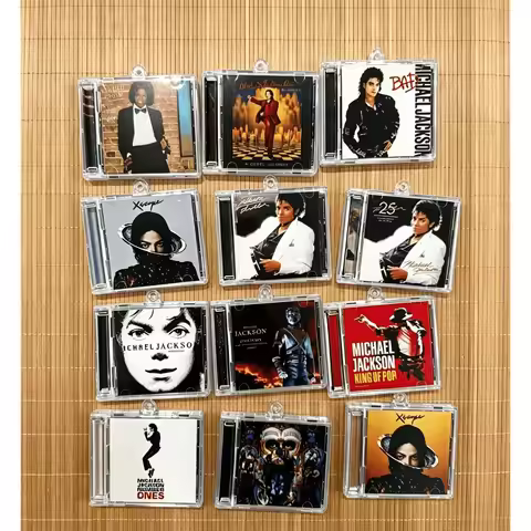 Classic Pop Michael Jackson MJ MINI Music CD NFC Keychain Play Song Thriller Album Bad Pendant Cospl