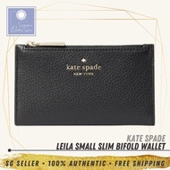 [SG SELLER] Kate Spade KS Womens Leila Small Slim Bifold Black Leather Wallet