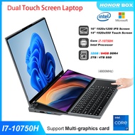 16 Inch IPS + 14'' Touch Screen PC Intel I7-10750H Dual Screen Gaming Laptop Max 64GB DDR4 4TB Noteb