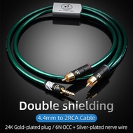 HIFI 4.4mm to 2RCA HiFi OCC anti-noise and anti-interference 4.4 balanced one-to-two power amplifier