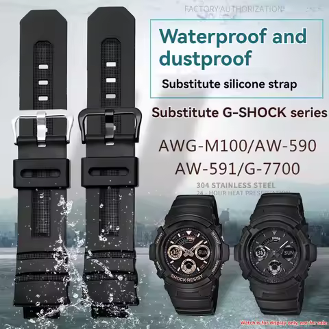 For Casio AW-590 AW591 AWG-M100 G-7700 nylon strap G-SHOCK replacement silicone strap accessory 16mm