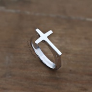Men's Cross Ring 925 Sterling Silver with Abstract Stone Combination Motif Cp.35