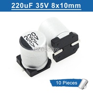 10Pcs ตัวเก็บประจุแบบอิเล็กโทรไลติก220UF 25V 35V 220uF25V 220uF35V โวลต์อิเล็กโทรไลต์ตัวเก็บประจุแบบ