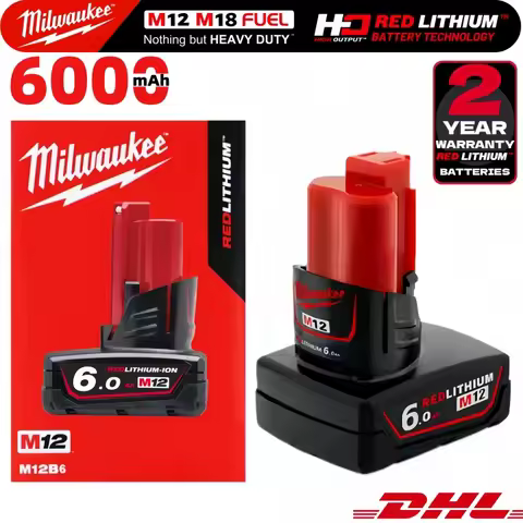 Milwaukee 12V M12 Battery, 6.0Ah Milwaukee Rechargeable Battery For Milwaukee M12 Tool 48-11-2402 48