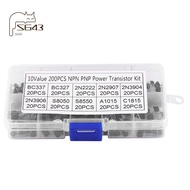 200Pcs BC337 to C1815 Transistor Kit Silicon Transistors NPN TO-92 PNP