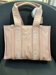 Chloe Woody Pink 粉色再生尼龍 單肩包 中號