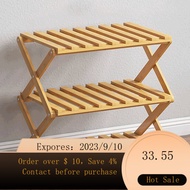 Lehuoshiguang Shoe Rack Made of Moso Bamboo Installation-Free Folding Shoe Rack Dormitory Girls Multi-Layer Simple Shoe