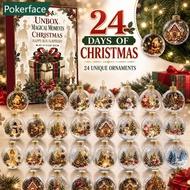 POKERFACE 2D Snow Globe Acrylic Pendant 24 Grids Christmas Advent Calendar Blind Box Holiday Countdo