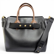 成色極佳 △ BURBERRY 8021279 腰包 小號 SM 兩用真皮手提包 單肩包 黑色ブラウン女士 附防塵袋 強烈推薦 ◎