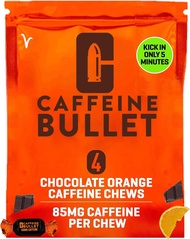 Caffeine Bullet ‘Stay Awake’ Chocolate Orange Chews - 4 Energy Gummies Each 85mg Caffeine Candy: Fas