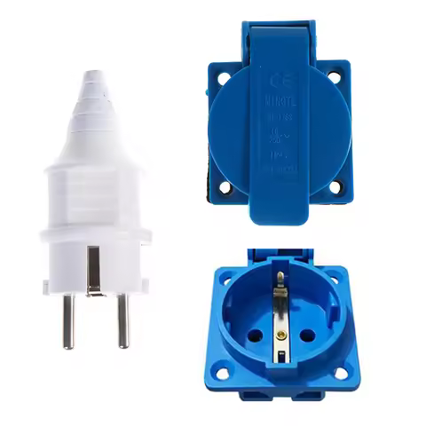 220V 16A plug socket Industrial waterproof socket EU socket copper contact body EU Plug 37mm 1pc