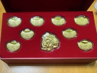周大福 足金 八個招財進寶金元寶+一個金貔貅禮盒裝 擺設