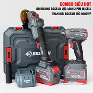COMBO BOSSUN Thân máy mài pin BOSSUN M21B-AG100PRO + Máy siết bulong pin BOSSUN M21B-IW400N
