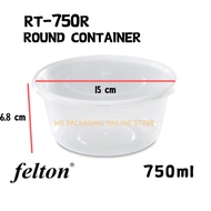 (750ml)Microwavable Round Container RT750R (50set±) Disposable Plastic Food Container / Felton