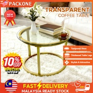 PACKONE TRANSPARENT COFFEE TABLE Meja Kopi Ruang Tamu Tempered Glass Stylish & Attractive