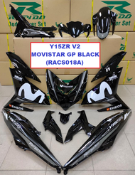 COVERSET Y15ZR V2 - MOVISTAR GP BLACK RAPIDO BODY COVER SET YAMAHA YSUKU Y15 MOTOR ACCESSORIES WARNA HITAM GLOSSY (RACS018A)