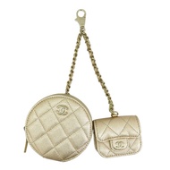 金色 牛皮 2024 VIP年度禮物 零錢耳機 掛飾包 金扣【CHANEL 香奈兒】