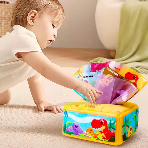 Baby Draw Paper Towel Tearing Tissue Box Baby Puzzle Early Education Montessori Children Cloth ToysY