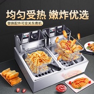 Commercial Electric Fryer Thickened Deep Frying Pan Fried Chicken Cutlet Fryer Oil Stick Equipment Fried Machine Double Cylinder Deep Frying Pan Large Capacity