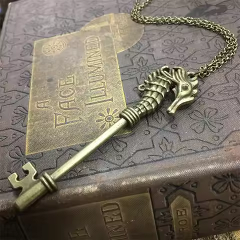 Vintage seamaster key necklace, vintage jewelry, mystery, pagan, crown, velvet, engraved key, Moth, 