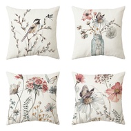 [Double Side] 1 Piece Short Plush Pillowcase 40x40/45x45/50x50/60x60/70x70/80x80/30x50cm Plant Flower Butterfly Bird Decorative Pillow Covers Cushion Cover Sofa