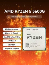 Amd Ryzen 5 5600g 3.9 Ghz基本時脈6核心12線程桌上型處理器cpu,am4插槽,amd Radeon圖形,適用於高端電腦遊戲愛好者使用,不配備散熱風扇,不帶包裝盒