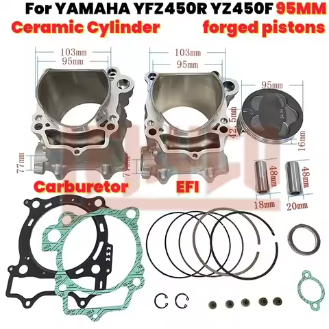 Motorcycle Engine 95mm 450cc Cylinder Kit Motor for Yamaha YFZ450R 2009 - 2021 YZ450F 2006-2011 WR45