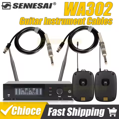 SENNESAI SLXD4 WA302 Instrument Cables Professional Dual Channel Guitar Bass Wireless System Transmi