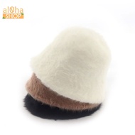 Rabbit fur bucket hat - Ulzzang bucket hat with soft, smooth brim to keep warm - al0ha Shop