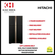 HITACHI R-W635P4MS 509L MULTI DOOR FRENCH BOTTOM REFRIGERATOR - 2 YEARS MANUFACTURER WARRANTY + FREE DELIVERY