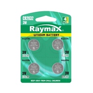 ถ่านกระดุมลิเธี่ยม 3V CR2032 แพ็ค 4 ก้อน Raymax
