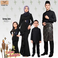 NOELLE Baju Raya Family Sedondon 2024 Baju Kurung Ibu Anak Baju Melayu Ayah Anak Baby Sedondon ANIES - BLACK 20