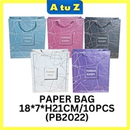 AtuZ 10pcs Bag Paper 18*7*H21cm White Inner / BEG MURAH / DOOR GIFT / PAPER BAG / BEG KAHWIN HADIAH 