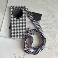 Luxury PU Leather Case for Honor Magic V5 V3 Fold with Screen Protector Crossbody Chain Shockproof H