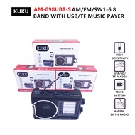 KUKU AM-098UBT-S Solar Rechargeable Radio FM/AM/SW1-6 8 Bands Dual USB Charge for Mobile Phone with Bluetooth Music Player with USB/SD/TF Card Reader with Lighting LED