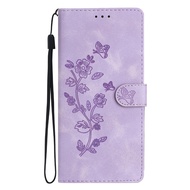 Card holder is suitable for Samsung A50 A70 A21S A41 A51 A71 A22 Mobile phone case magnetic butterfly pattern leather flip cover protective case