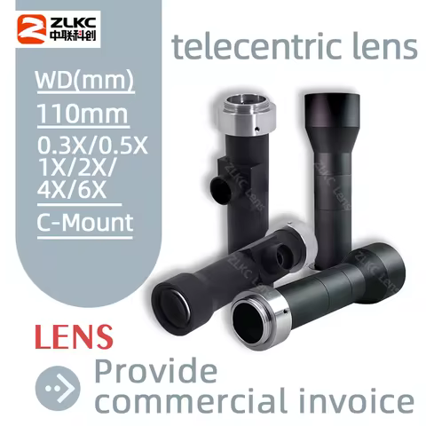 ZLKC Telecentric Lens C-Mount Camera 0.3X/0.5X/1X/2X/4X/X6X 110mm Working Distance Coaxial Telecentr