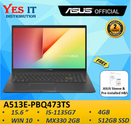 Asus A513E-PBQ473TS 15.6"  FHD Laptop (I5-1135G7, 4GB,  MX330 2GB,  512SSD, W10+OPI, 2YW) FREE BAG