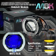 2.5 INCH BILLED PROJECTOR HEADLIGHT BILLED SHROUD BLACK SUPER BRIGHT