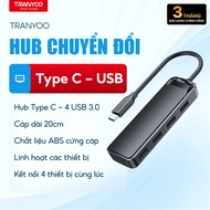 TRANYOO Type C Hub 4in1 Design Extension Port USB 3.0 Head, Type C Port with RJ145 Network Port Comb