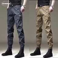 American Slim Fit Cargo Pants Men Fashion Plain Tactical Pants Casual Black Jogger Pants