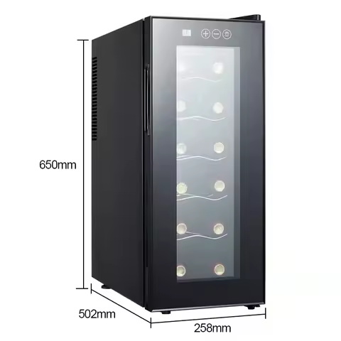 Compact Stainless Steel Electric Wine Cooler 6/8/12 Bottle Capacity Glass Door Beverage Chiller Mode