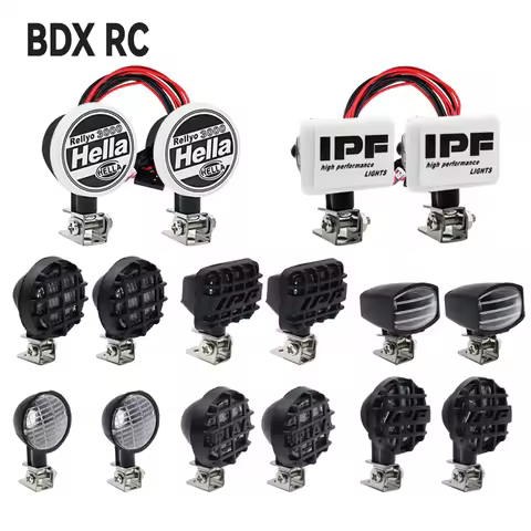 RC Car Round LED Lights Headlights Spotlight with Bracket for 1/10 Crawler Traxxas TRX4 TRX6 Axial S