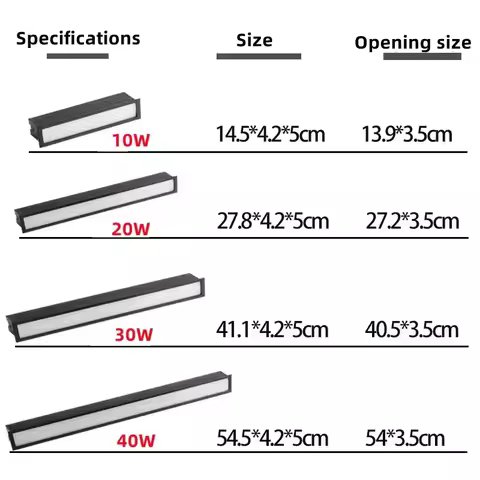 Light LED Tube indoor Dimmable embedded Grille lamp Spot Light10W/20W/30W/40WCOB LED Tube light AC85