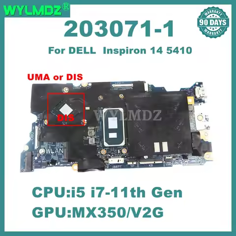 203071-1 Notebook Mainboard For DELL Inspiron 14 5410 2-in-1 Laptop Motherboard With i5-1135G7 CPU U